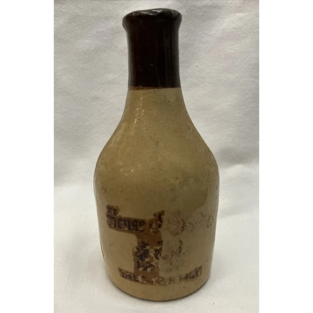 HOUSE OF TROYDON Stoneware Talc For Men Vintage Brown Crock Bottle w/ Cork